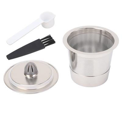 Coffee Pod Spoon Brush Kit Single Hole Refillable Reusable Stainless Steel Coffee Capsule for