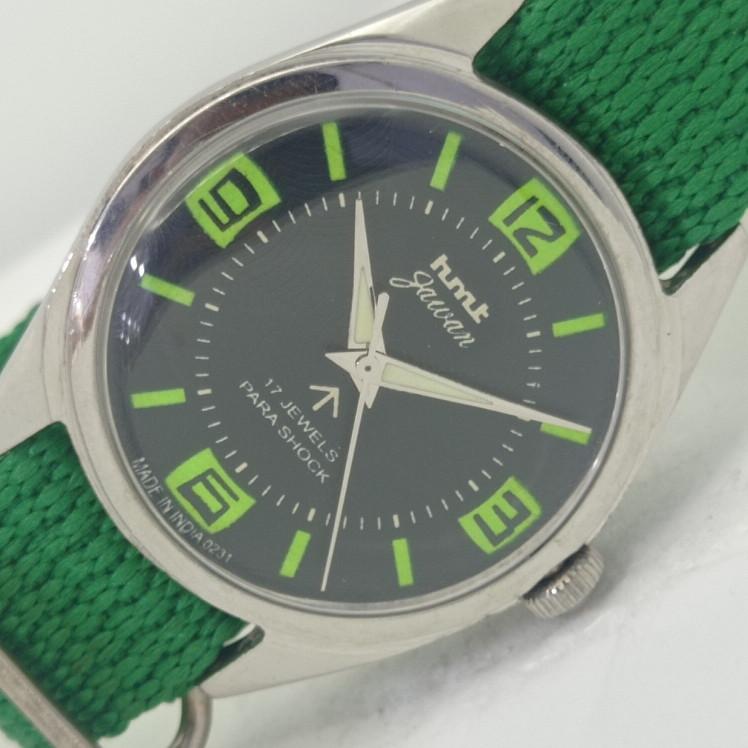 

Б/У HMT JAWAN индийские мужские механические часы с черным циферблатом 005-a412286-4 B005-a412286