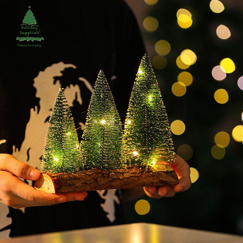 

Креативное новое украшение для настольной елки, мини-рождественская елка со светящейся сценой, праздничная атмосфера