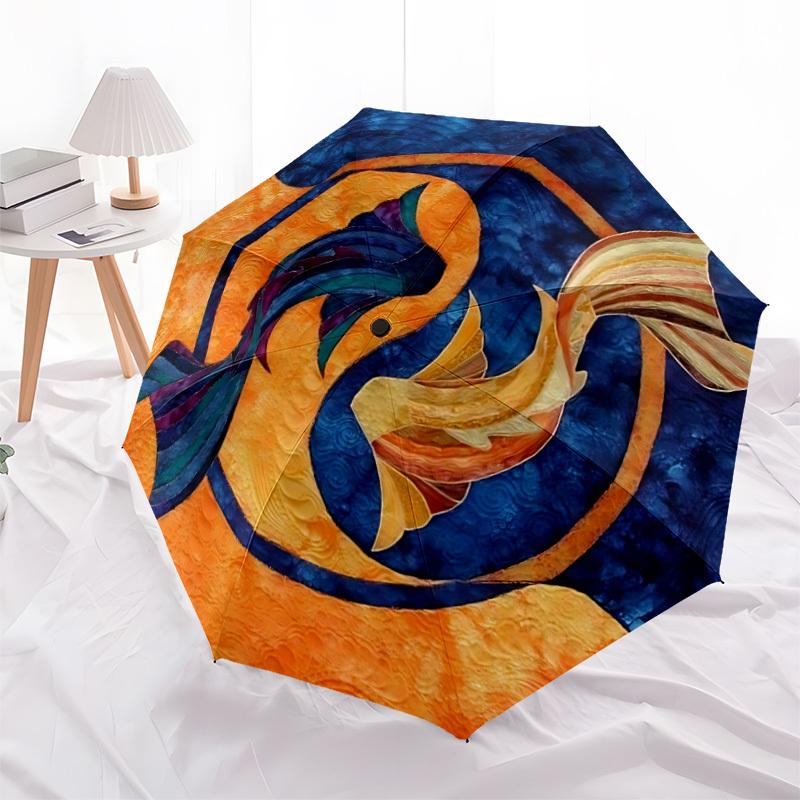 

1pc Mermaid Tail Automatic Open 8-Rib Windproof Umbrella, Travel & Commuting, Suitable for All Seasons