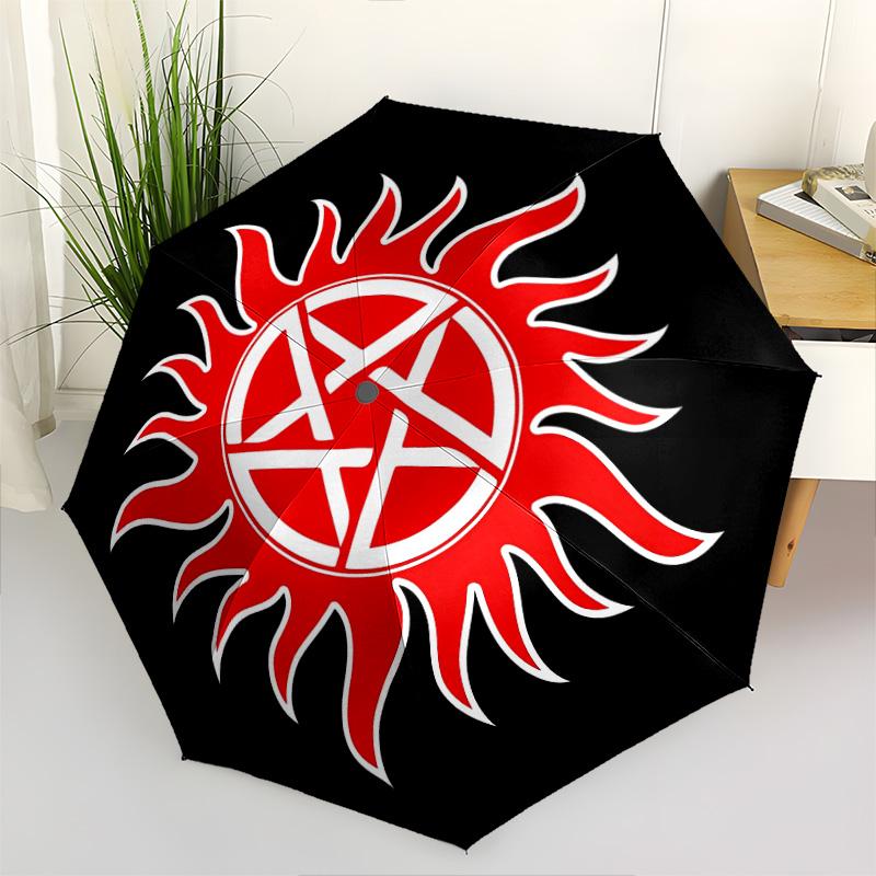 1 PC Automatic Folding Umbrella - Supernatural Pattern Portable Foldable Design With 8 Ribs Christmas Birthday Gifts