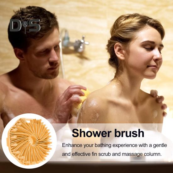 Silikon-Badebürste, Peeling-Körperschrubber für empfindliche Haut mit Massagesäulen, Anti-Rutsch-Griff, Körperbürste