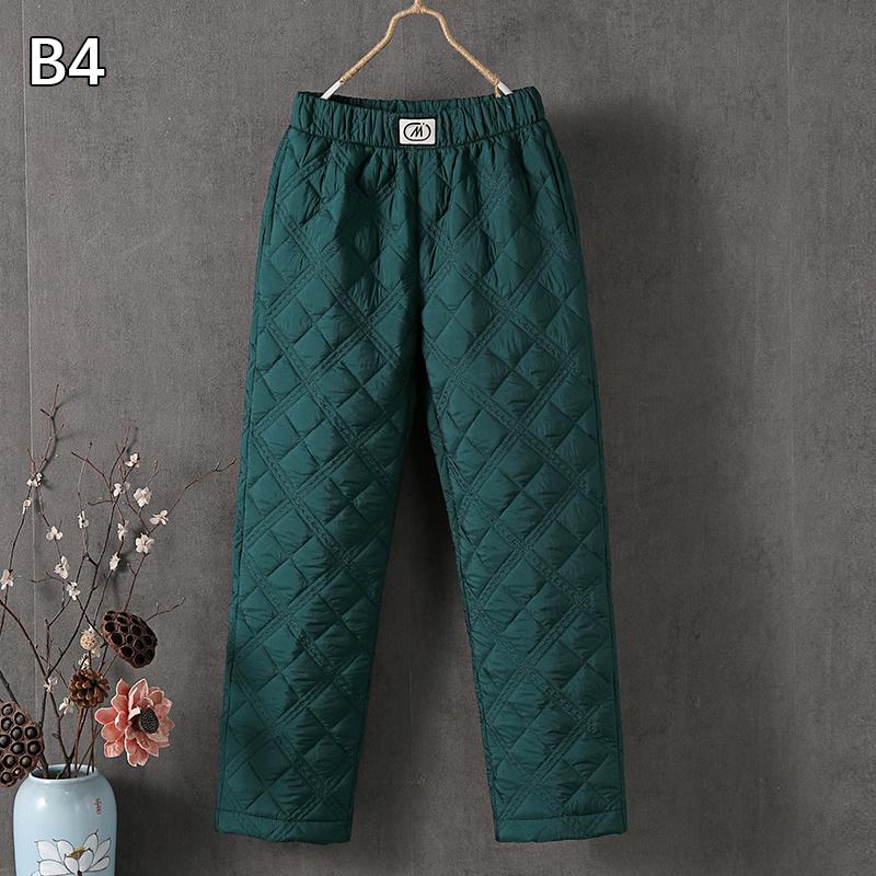 Women Winter Down Cotton Pants Large Size Thick Thermal Padded Quilted Casual Trousers Drawstring Elastic Waist Sweatpant M-3XL