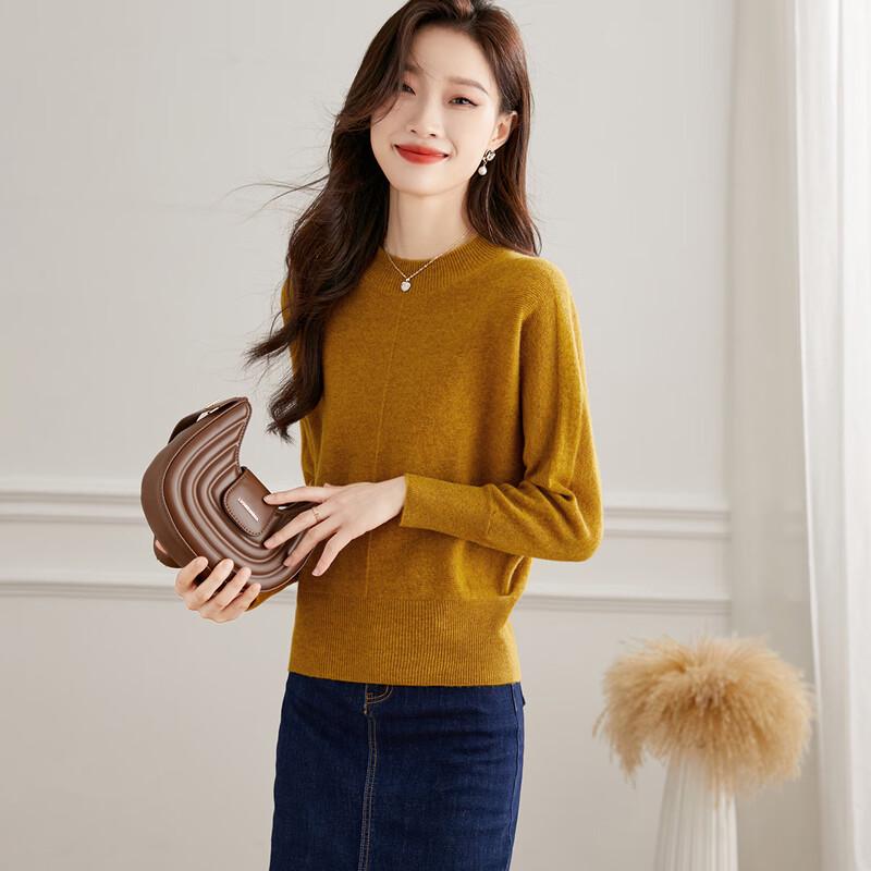 Srcr Women's 100% Merino Wool Crew Neck Short Sweater