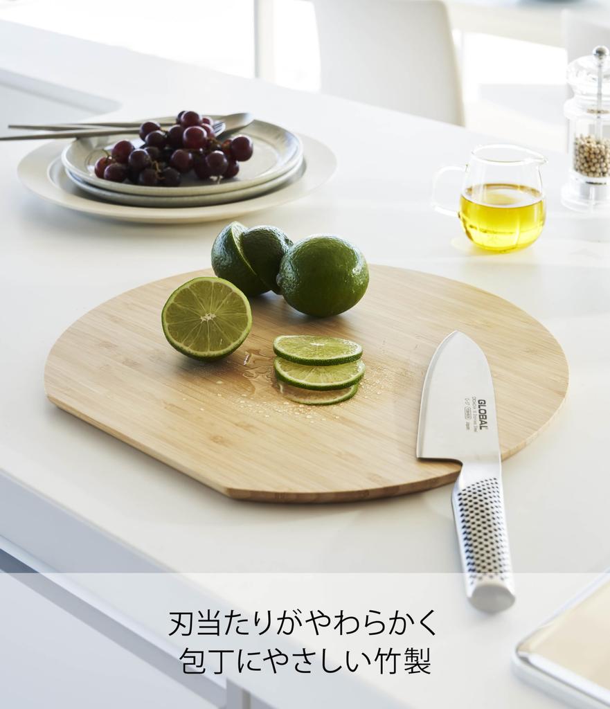 Yamazaki Tosca Bamboo Cutting W30 x D28 x Product 3696 Board, Round, White, Approx. H1cm, Number