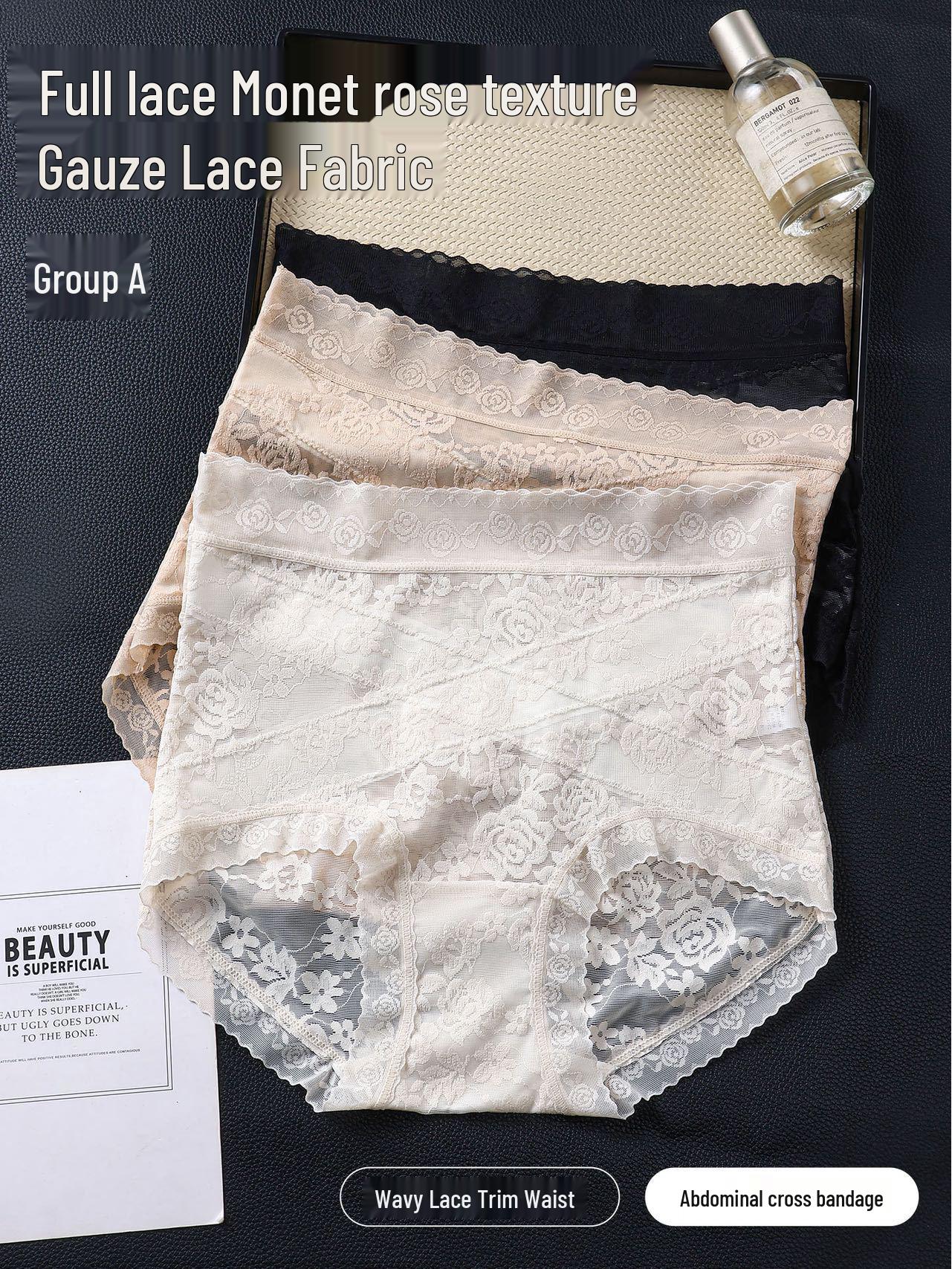 Romantic Lace High-Waist Shaping Panties (3-Pack) - Women s Tummy Control & Butt Lift Briefs L (85-120 lbs)