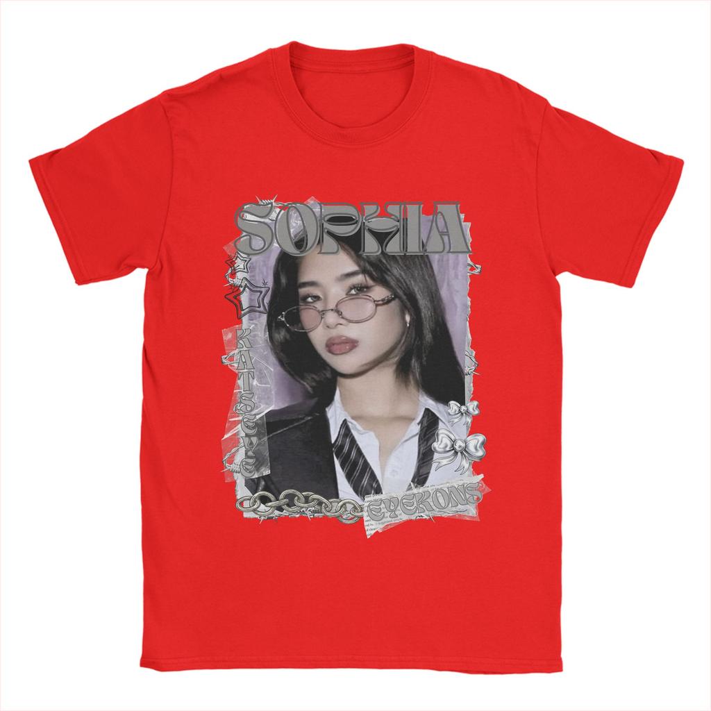 KATSEYE Sophia Kpop Y2K Group T Shirt Men Cotton Vintage T-Shirts O Neck  Tee Shirt Short Sleeve Clothes Plus Size