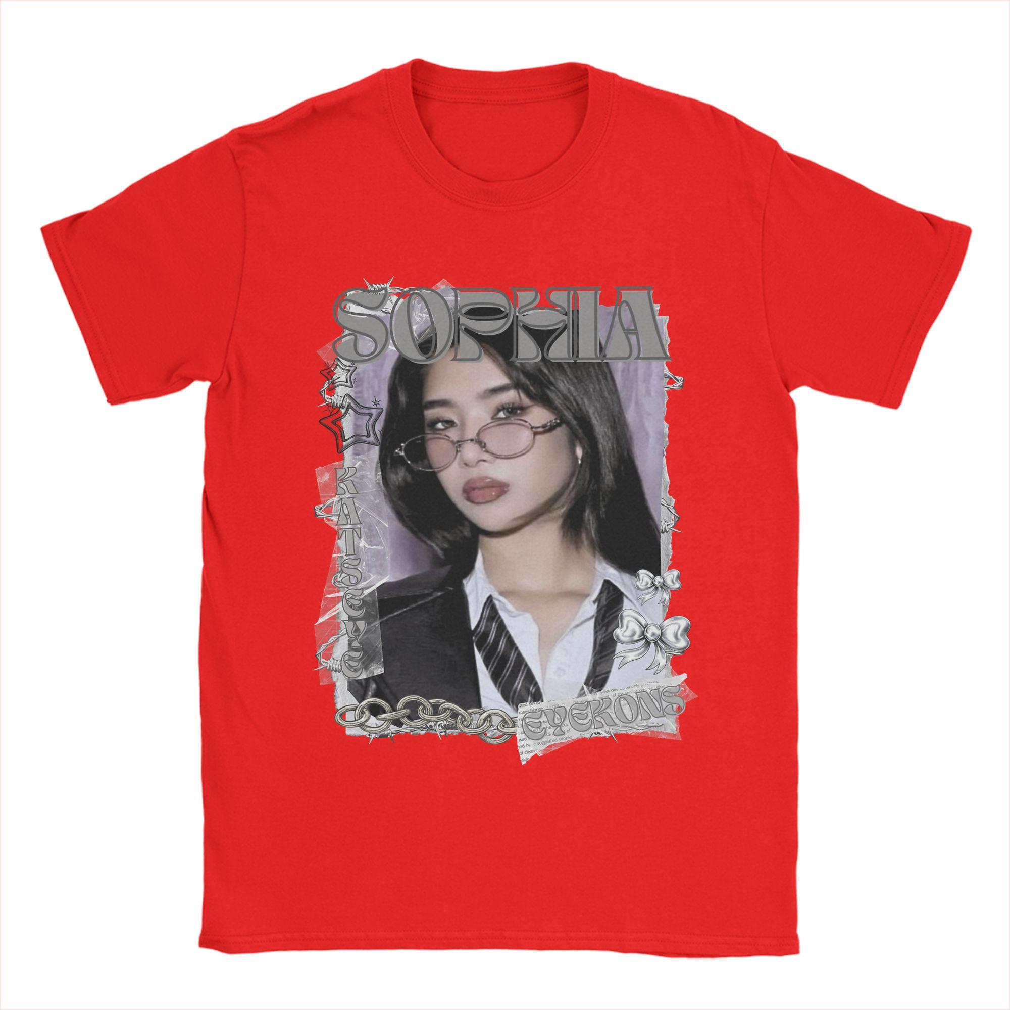 

KATSEYE Sophia Kpop Y2K Group T Shirt Men Cotton Vintage T-Shirts O Neck Tee Shirt Short Sleeve Clothes Plus Size S