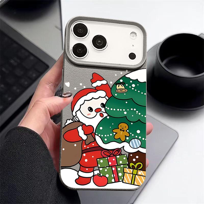 Świąteczny prezent Etui na telefon dla iPhone Air 17 16 Pro Max 15 14 13 12 Pro Max 11 16e Wstrząsoodporne Miękkie Silikonowe Pokrowiec z Teksturą Skóry