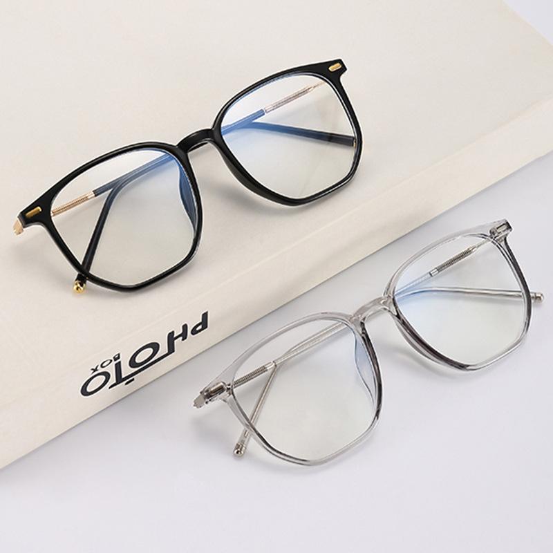 New cold brown glasses large frame personalized fashion plain flat glasses women's TR high definition anti-blue glasses