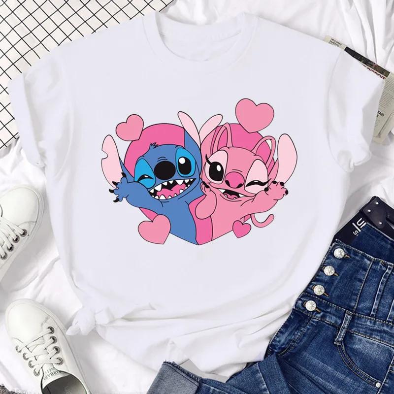 Disney Funny Not Today Stitch Women's Clothing Cartoon Y2k Stitch Summer Top Casual T-shirt Women's Cotton T-shirt
