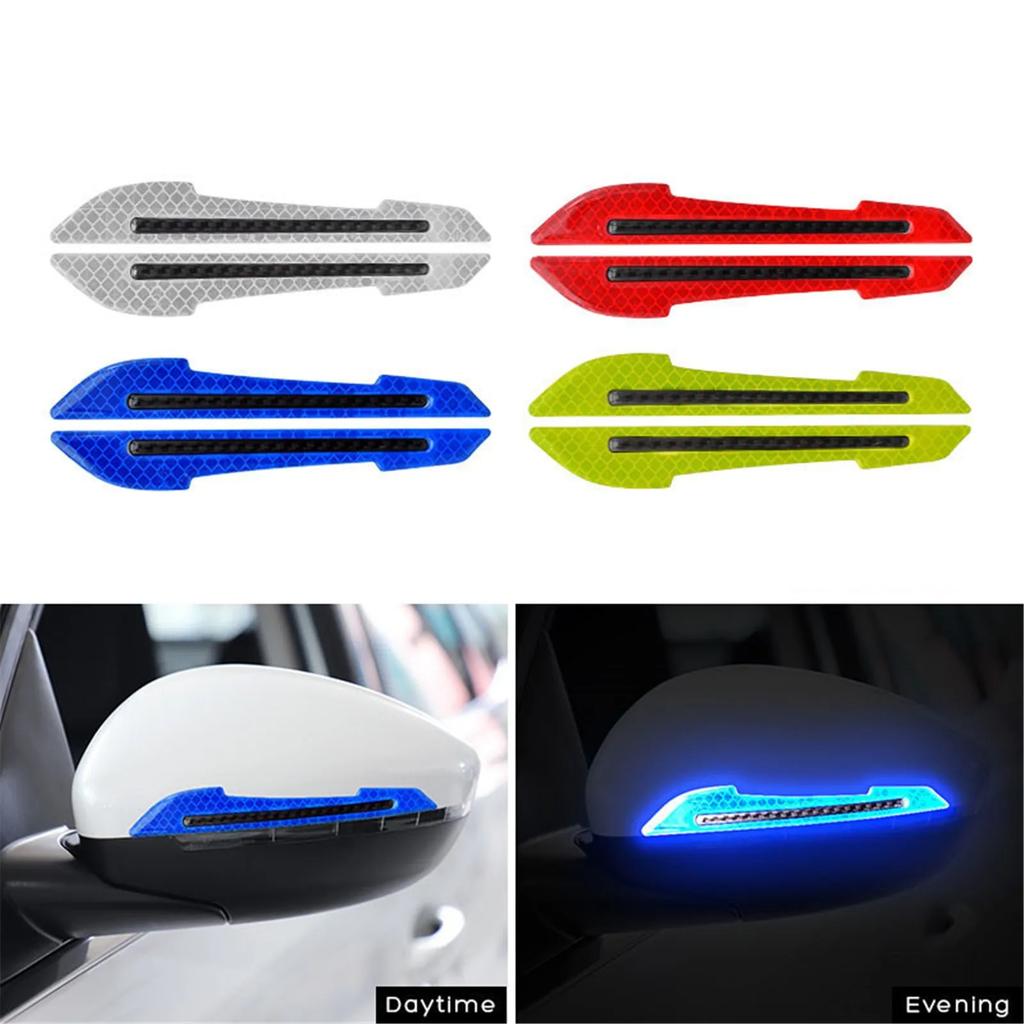 Car Reflective Stickers Door Edge Anti-collision Strips Fenders Glue Reflective Rearview Mirror Warning Stickers Body Scratches