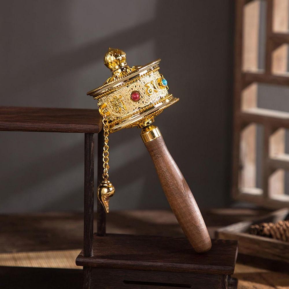 Hand Cranking Tibetan Prayer Wheel Colourful Religious Ornament  Home Decoration