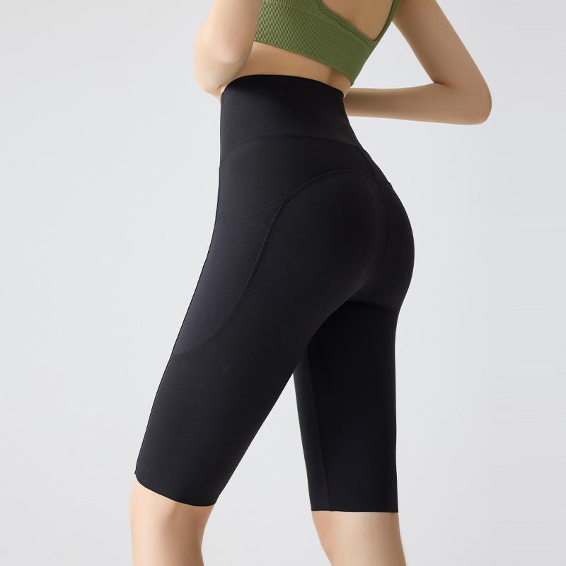 Women's High Waist Biker Shorts With Pockets Quick Dry 5 Inch Shark Workout Yoga Cycling Shorts
