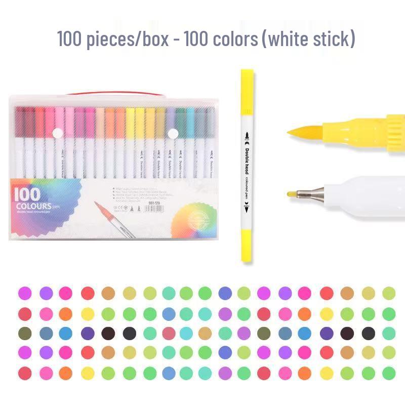 Water-based Double-ended Watercolor Pen Set with Colored Fine Liner and Soft Tip