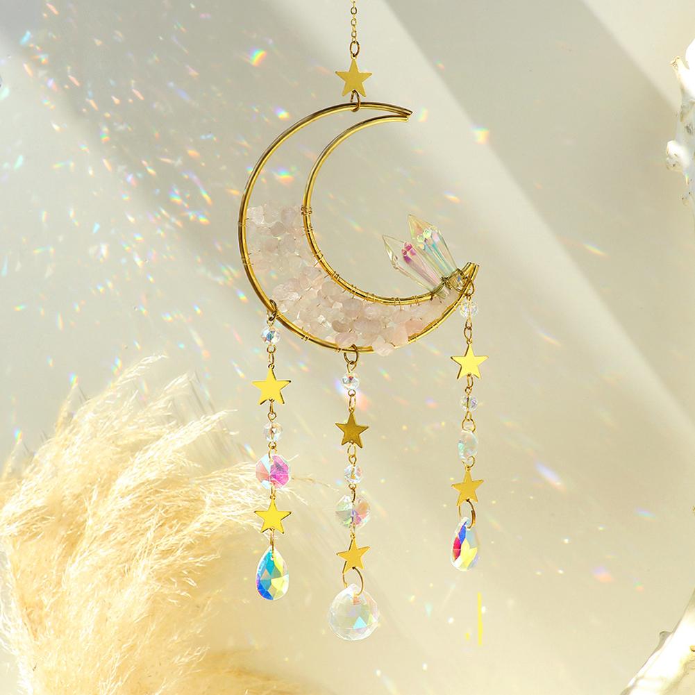 

Crystals Suncatcher Moon Sun Catcher Hanging Ornaments Gifts For Christmas Birthday Valentine Mothers Day pink