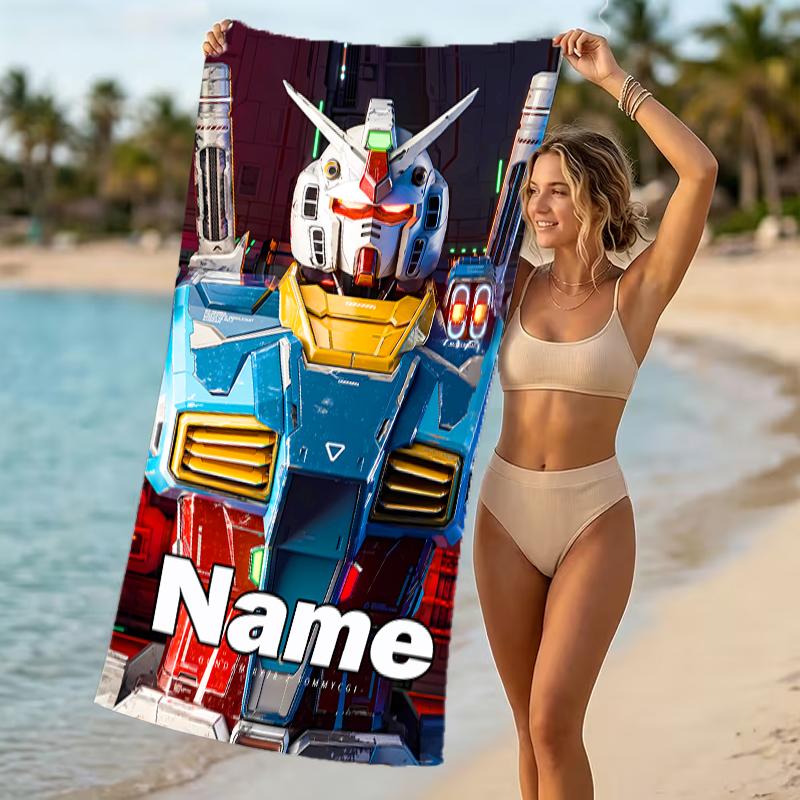 Customizable personalized beach towels Mobile Suit Gundam themed designs.Suitable for the beach, yoga, sports;ideal as beach accessories