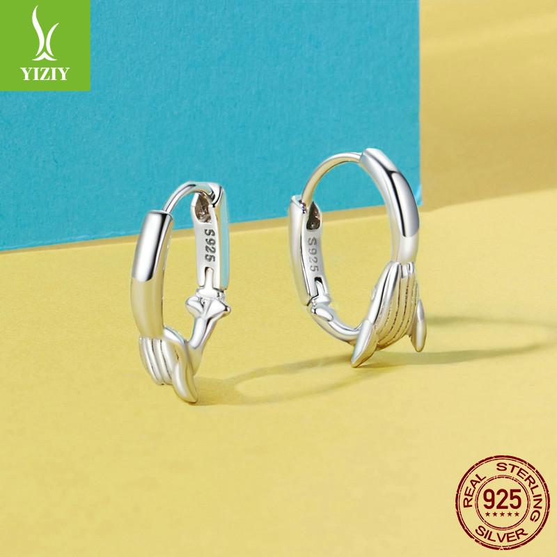 Boucle d'oreille Baleine Animale Femelle, Sens du Design Simple S925 Argent Sterling Boucles d'oreilles Bijoux d'oreille