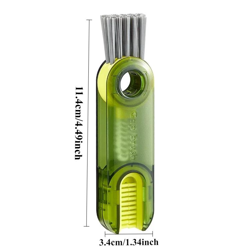 3v1 štětec na čištění mezer v lahvích Multifunkční kartáčky na čištění kelímků Lahve na vodu Clean Tool Mini silikonový kartáč ve tvaru U