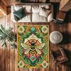 Flowers Tropical Rug Boho Bee with Floral Nature Inspired Living Room Carpet Vibrant Insect Art Area Rug Bee Patterned Carpet