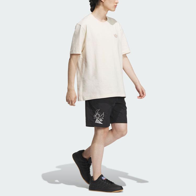 Adidas Originals Disney Dumbo Cartoon Print Elastic Waist Casual Shorts v1 Men Bottoms Black IN1065