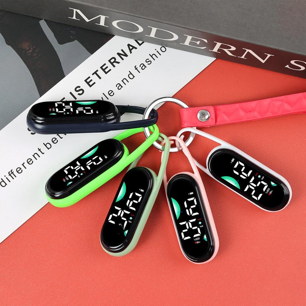 New Fashion LED Mini Electronic Watch Student Exam Special Waterproof Keychain Flashlight Strap Week Display