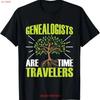 Genealogists Are Time Travelers Genealogy T Shirt Vintage Washed Fashion Designer Clothes Soft Comfortable Streetwear Vintage