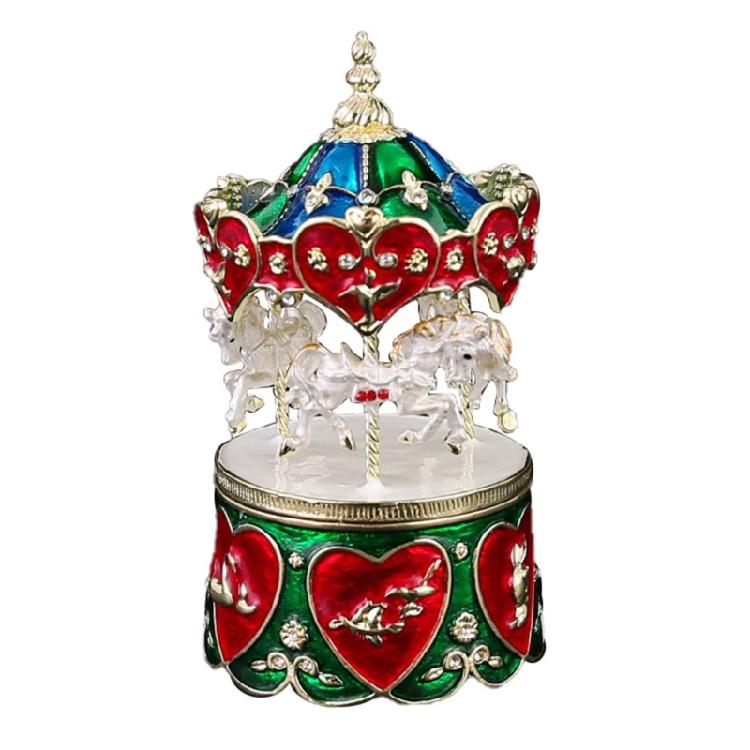 European Carousel Alloy Jewelry Box Decorative Enamel Artwork Storage Solution For Rings Necklaces Earrings 1