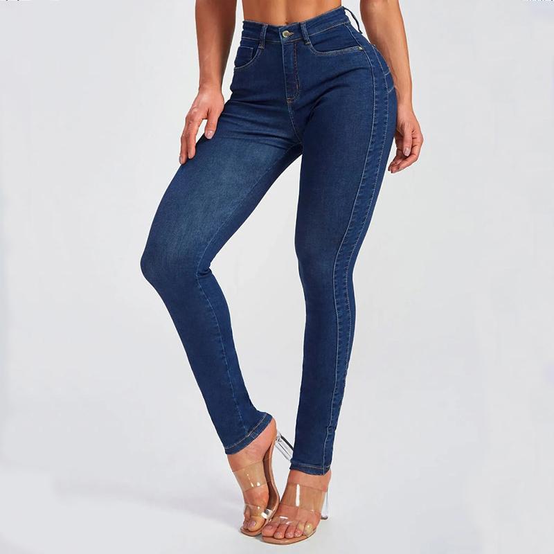 European and American Spring Slim Fit Skinny Pants Elastic High Waist Jeans Women's Trousers