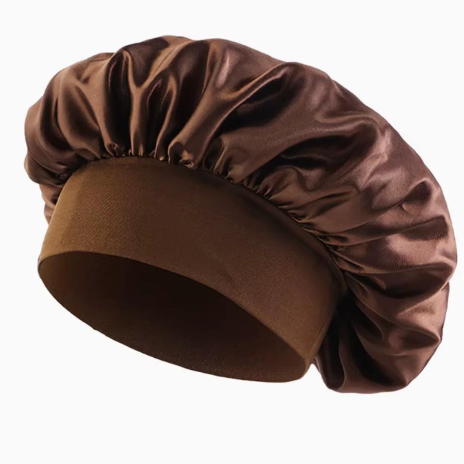 Grenzüberschreitende Elastische Satin-Schlafmütze mit breiter Krempe für Haarpflege und Wochenbettgebrauch für Frauen