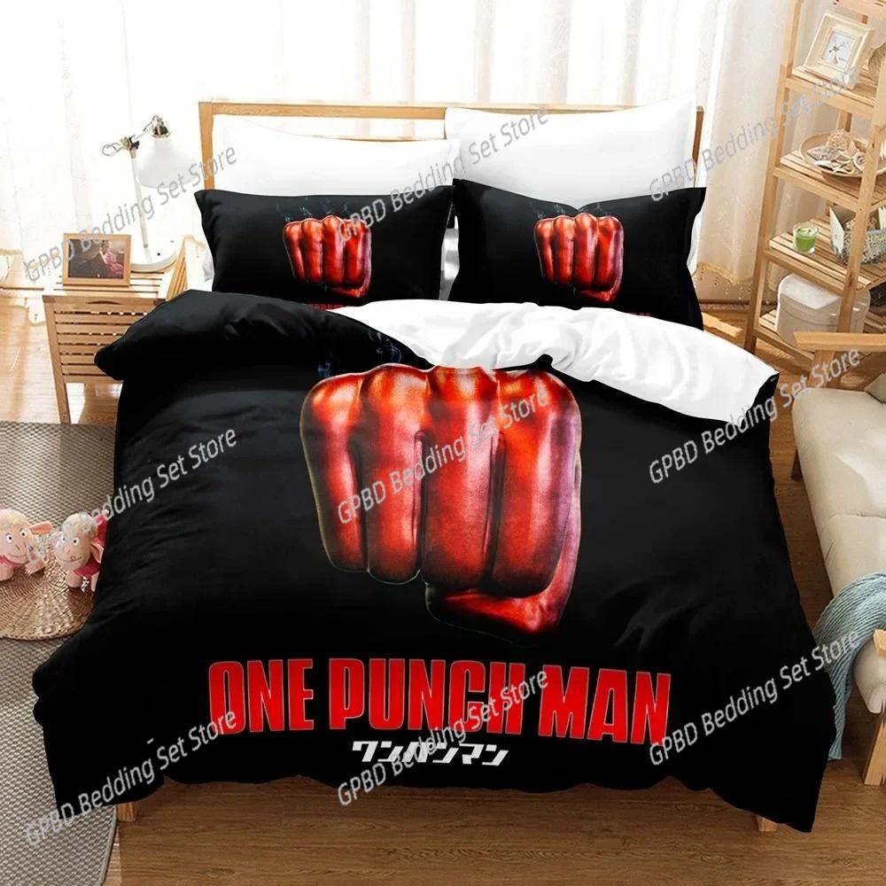 Anime One-Punch Man Saitama Beding Set 3D Printed Suitable for Bedrom Soft Duvet Cover Set With Pilowcases Children Kids Home Textile