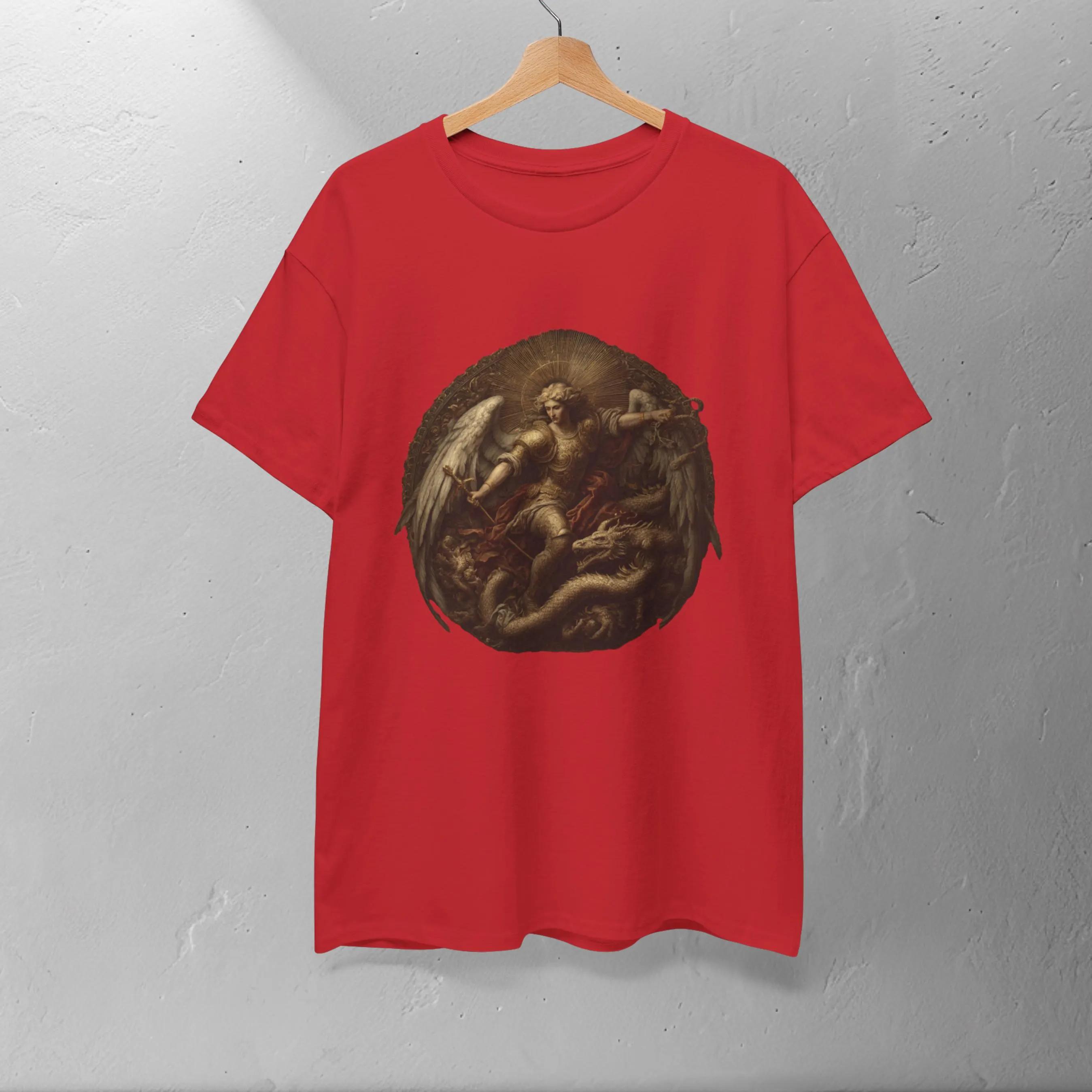 Христианская футболка защиты Религиозная футболка с графикой Футболка Святого Михаила Архангела Подарок для любителей искусства Католическая футболка Святого Михаила 3XL