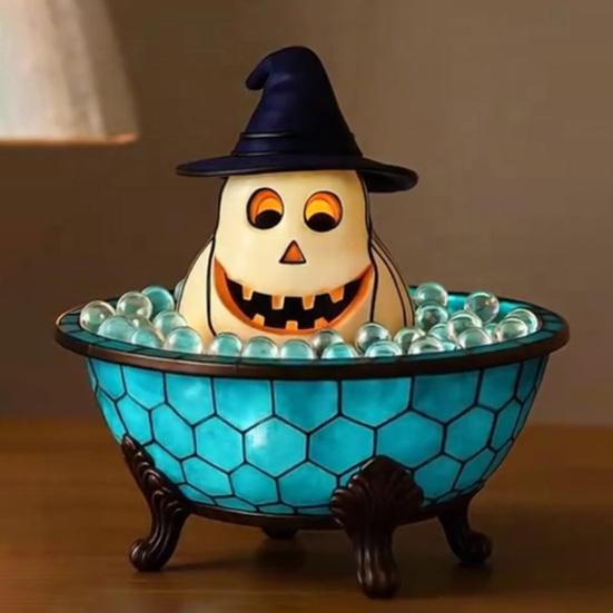 Halloween Ghost Bubble Bath Lamp Spooky Reading Book Cartoon Ghost Decorative Lamp Home Office Desktop Decoration