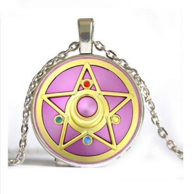 Silver Anime Sailor Moon Jewelry Glass Dome Pendant Necklace