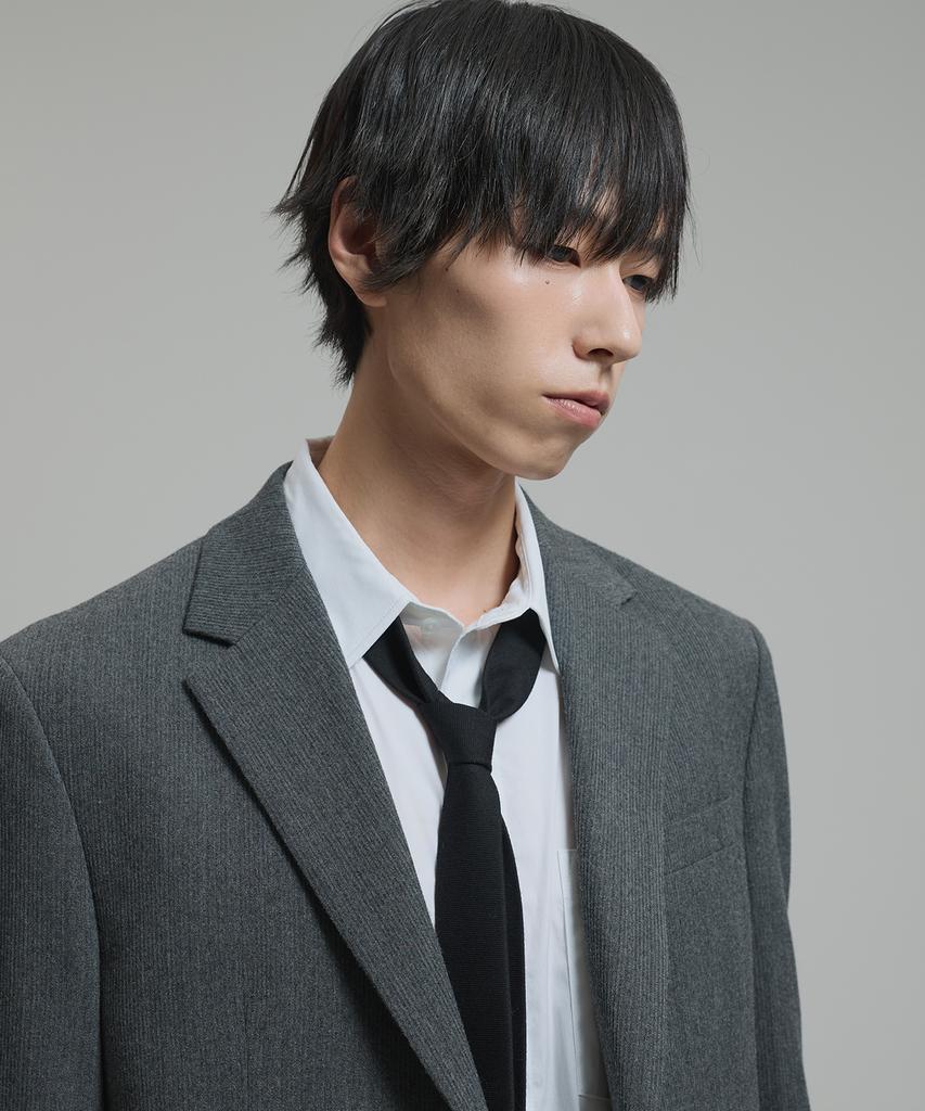 NONBLANK Wool Blend Ribbed Semi-Overfit Blazer_Grey