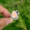 925 Sterling Silver Pear Natural Scolecite Bezel Multi Stone Flower Ring Jewelry