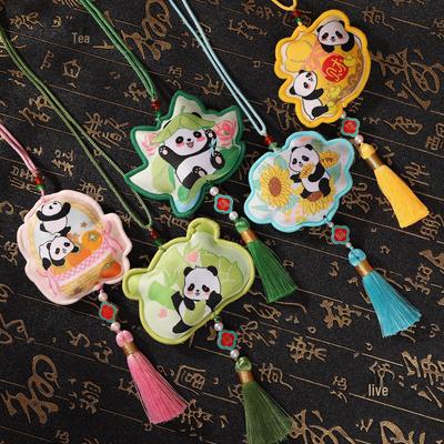 Panda Double-Sided Sachet Ornament - Dragon Boat Festival Embroidered Lucky Bag for Car or Hanfu.