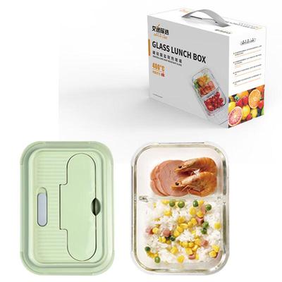 Glass Partitioned Lunch Box with Utensils