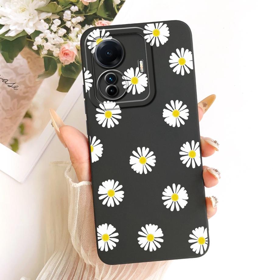 Soft Silicone Funda For Vivo S15e Vivo T1 T1Pro 5G IQOO Z6 Pro Phone Case Vintage Starry Cherry Bow Print Daisy Bumper Anti-fall