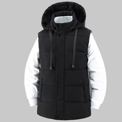 Parka Inverno Moda Senza Maniche Uomo Gilet Caldo con Cappuccio Taglie Forti Casual Spesso Capispalla Giubbotti Uomo