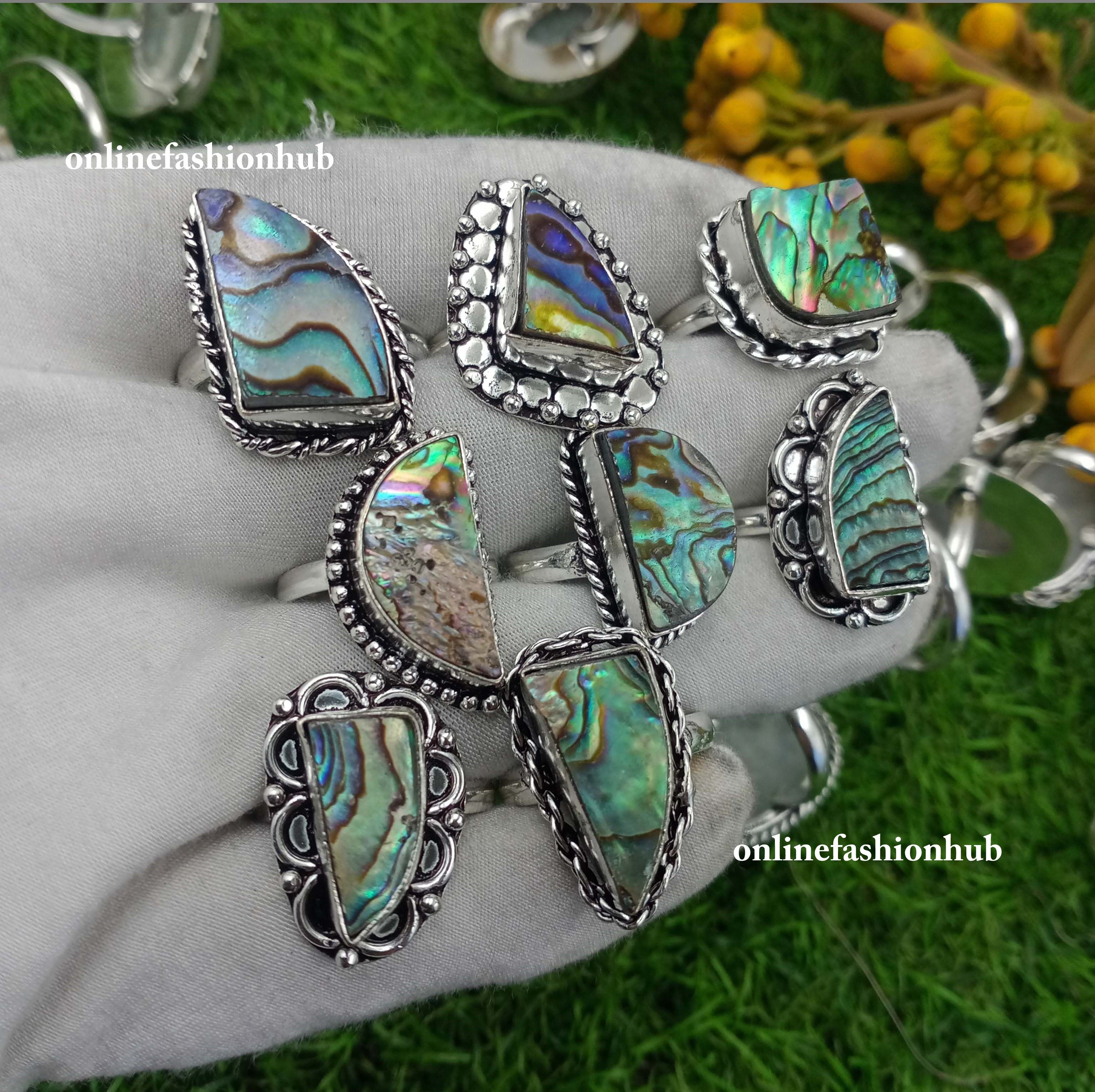 

5Pcs Abalone Shell Gemstone Designer Кольца ручной работы Ювелирные изделия оптом, Ювелирные изделия оптом, Кольца оптом, Рождественский подарок, Ювелирные изделия оптомMRO-L135