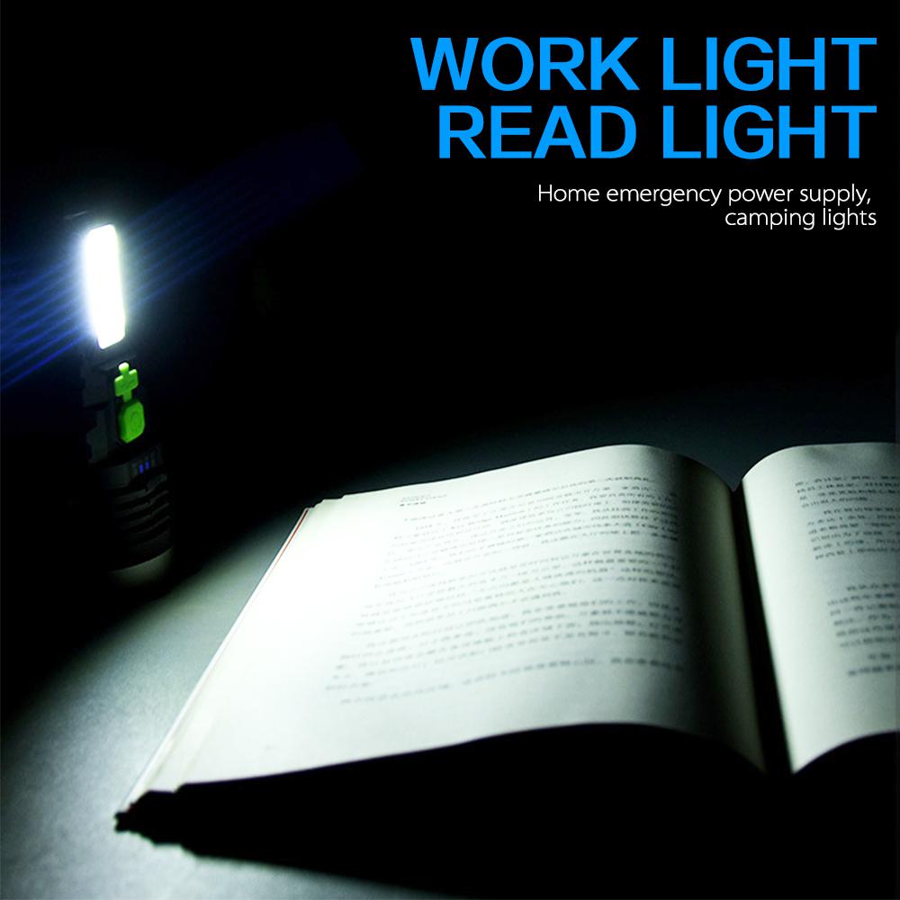 Solar LED Flashlight USB Charging Multifunctional Flashlight Waterproof Torch Built-in Battery Hand Light Camping Light