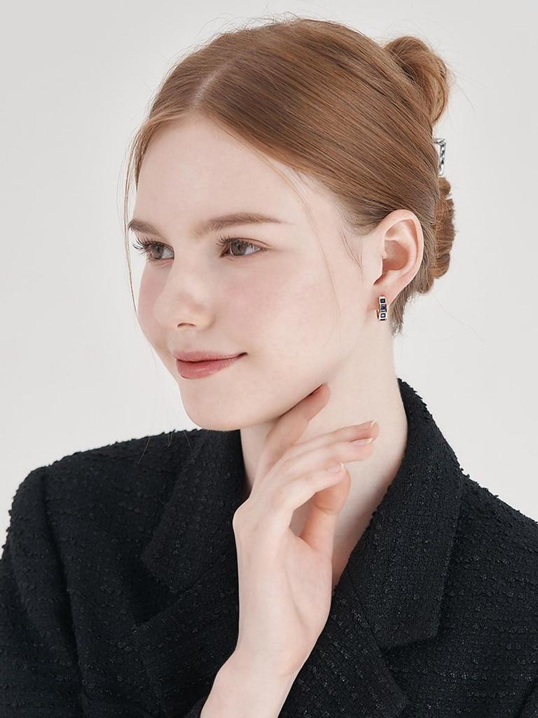 [ELLE Jewelry] 14K GF Blooming Square One-Touch Ring Earrings ELGPEE546