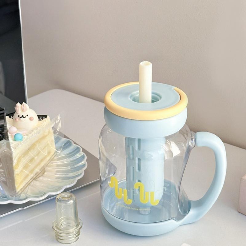 Large Water Cup 900ml Large Water Bottle With Straw Heat-Resistant Hydration Cup Leak-Proof Drinkware Modern For Commuting