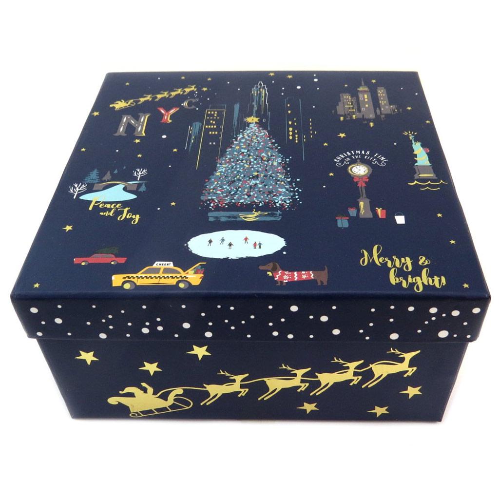 Les Trésors De Lily [P5718] - Set of 3 Nesting Boxes 'Christmas In Paris' Red Blue Black - 18.5x9 Cm