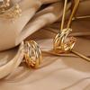 Gold Plated Triple Open Hoop Earrings Polished Shiny Surface Perfect For Daily Wear Office Party Travel