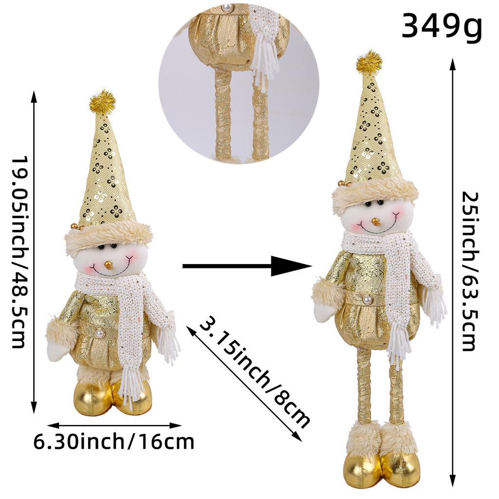 Christmas Snowman Plush Toy With Stretching Design For Holiday Decor And Gift