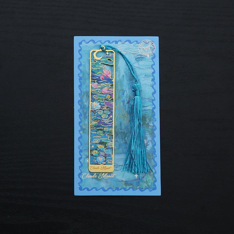 1 Pc Retro Floral Painting Metal Bookmark Hollow Bronzing Bookmark With Tassel Stationery Gifts For Book Club Reader