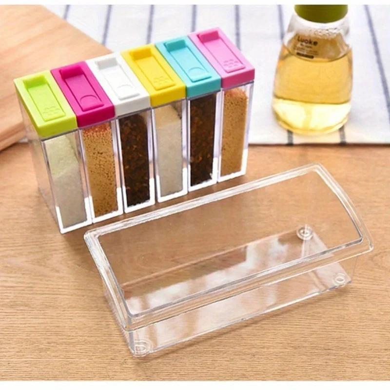 

Spice & Pepper Shakers 6 Pcs/Set Spice Jar Seasoning Box Spice Storage Bottle Jar Transparent PP Cumin Powder Kitchen Tool светло-серый