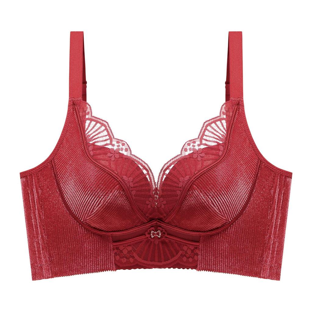 Women's 2026 Red Lingerie Anti-Sag Wireless Bra with Adjustable Support